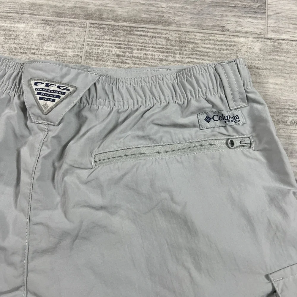 Columbia Men's Small‎ Cargo Shorts Light Grey PFG Bahama Omni-Shade (019) UPF 50